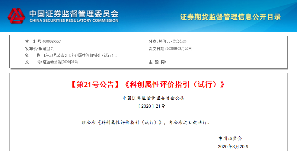 證監會(huì ):發(fā)明專(zhuān)利成為科創(chuàng )板科創(chuàng )屬性評價(jià)指標(附3+5評價(jià)標準) 證監會(huì ):發(fā)明專(zhuān)利成為科創(chuàng )板科創(chuàng )屬性評價(jià)指標(附3+5評價(jià)標準)